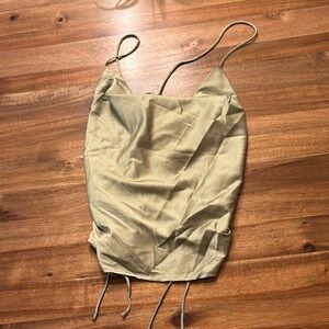 NWT Olive Green Satin Top
